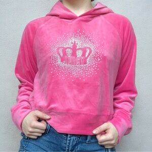 Pink Juicy Couture Velour Hoodie with sparkly embellished crown